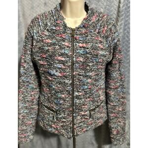 Christos Garkinos Eureka Textured Tweed Full Zip Cardigan/Jacket Small Colorful